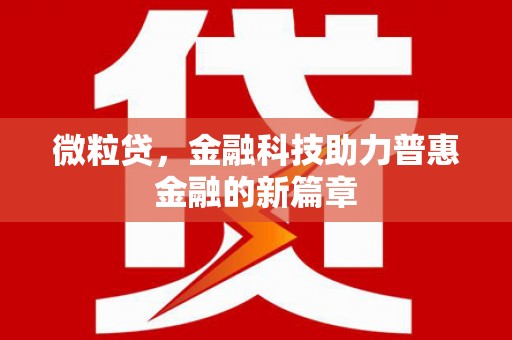大内微粒贷，金融科技助力普惠金融的新篇章