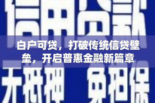 大内白户可贷，打破传统信贷壁垒，开启普惠金融新篇章